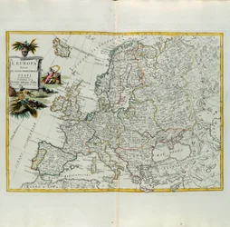 A Europa dividiu-se em seus principais estados, gravada por G. Zuliani tirada de Tomé do Novo Atlas publicada em Veneza em 1776 por Antonio Zatta, Coleção Particular