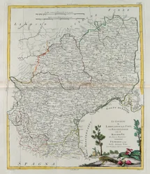 Governos de Langedoc, Foix e Roussillon com Rouergue, gravura de G. Zuliani tirada de Tome I do Atlas mais Novo publicada em Veneza em 1777 por Antonio Zatta, Coleção Particular