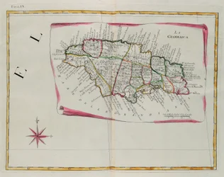 Jamaica, gravura de G. Zuliani tirada de Tome I do "Atlas Mais Novo" publicado em Veneza em 1778 por Antonio Zatta, Coleção Particular