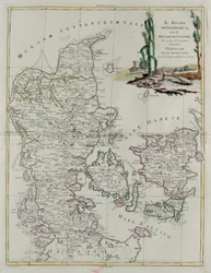 Reino da Dinamarca com o Ducado de Slesvik, gravura de G. Zuliani tirada de Tome III do "Atlas Mais Novo" publicado em Veneza em 1781 por Antonio Zatta, Coleção Particular