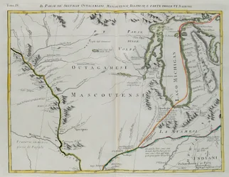 Terra dos índios Outagamie, Mascoutin e Illinois e de parte das Seis Nações, gravura de G. Zuliani extraída do tomo I do «Atlas mais recente», publicado em Veneza em 1778 por Antonio Zatta, coleção particular