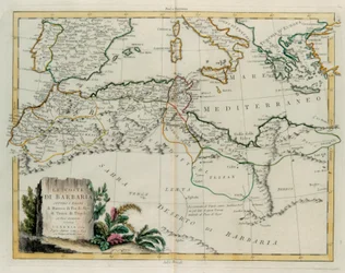 A Costa da Barbária ou Os Reinos de Marrocos, Fez, Argélia, Tunísia e Trípoli com os países vizinhos, gravura de G. Zuliani tirada de Tomé IV do "Novo Atlas" publicado em Veneza em 1784 por Antonio Zatta, Colecção Privada
