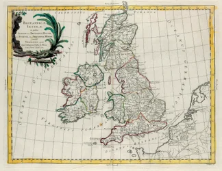 As Ilhas Britânicas em que se encontram Albion ou Grã-Bretanha e Ivernia ou Grã-Bretanha Menor, gravura de G. Zuliani tirada de Tome I do Atlas mais novo publicado em Veneza em 1785 por Antonio Zatta