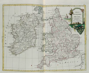Os Reinos da Inglaterra e da Irlanda, gravada por G. Zuliani, tirada de Tomé do Novo Atlas publicada em Veneza em 1776 por Antonio Zatta, Coleção Particular