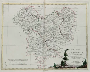 Os Palatinos de Krakov, Lekzyca, Sieradz, Sandomir e Lublin, gravura de G. Zuliani tirada de Tome III do "Atlas Mais Novo" publicado em Veneza em 1781 por Antonio Zatta, Coleção Particular
