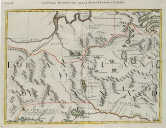 A parte ocidental da Nova França ou Canadá, gravura de G. Zuliani tirada de Tome I do "Atlas Mais Novo" publicado em Veneza em 1778 por Antonio Zatta, Coleção Particular