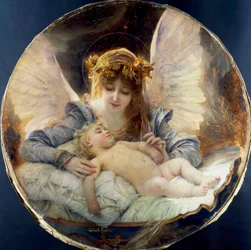 "O Anjo da Guarda" Pintura de Gabriel Joseph Marie Ferrier (1847-1914) Coleção particular