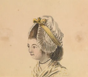 Cabeça de mulher com gorro de folhos, c.1774 (aguarela)