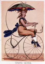 Bicicleta em 1869: "Grande género" - lit. de Darlinghe segundo Gosthiaux, Bibl. da cidade de Paris.
