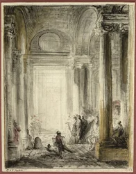 A entrada da Academia de Arquitetura no Louvre