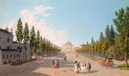 Vista do Palácio de Pavlovsk do Parque, 1808.