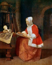 Desenho de Uma mulher sentada, c1649-1667