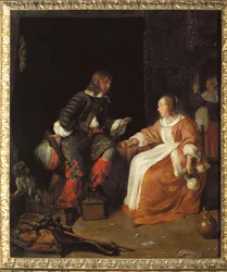 Senhora e oficial (óleo sobre tela)