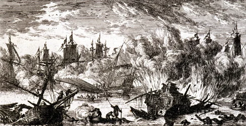 Batalha naval - gravura