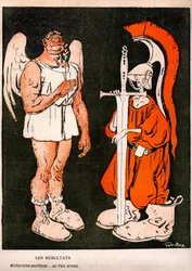 Guerra e paz. Allegorie (cartoon) de Gabriele Galantara (1867-1937) na última capa do jornal satírico francês "L
