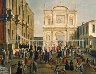 Doge e senhores na Igreja de San Rocco no dia santo, por Gabriel Bella (1730-1799) Óleo sobre tela, 92,5x145,5 cm, Detalhe