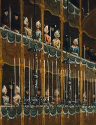 Almoço no Teatro San Beneto oferecido por Doge em homenagem aos príncipes do norte, Veneza, por Gabriel Bella (1730-1799) Óleo sobre tela, Detalhe