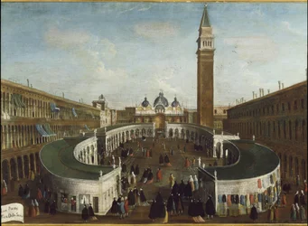 Vista do Fete de la Sensa na praça de St Mark (óleo sobre tela
