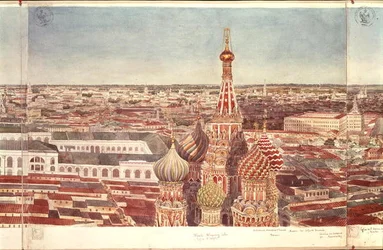 Panorama de Moscou, representando St. Basils Cathedral, 1819 (wc no papel) (ver 170139-170146)