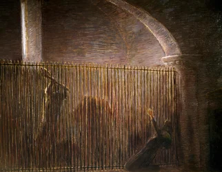 Parisina, pintura de Gaetano Previati (1852-1920), cena final do acto IV de ópera homónima de Pietro Mascagni (1863-1945), óleo sobre tela