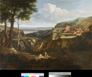 Vista do Mosteiro de Camaldoli, perto de Frascati, Itália Pintura de Gaetano Previati (Gaspard Poussin ou O Guaspre) (1615-1675) 1670 Coleção Particular