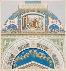 Moldura e campo abobadado com Abraão e os três anjos. 1774