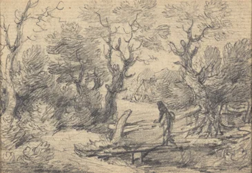 Paisagem com figura numa ponte pedonal