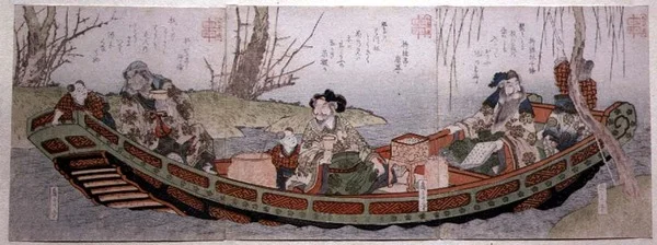 Tríptico do Grupo Sendai: Três Heróis do Reino de Shu, c.1818-30 (impressão em bloco de madeira)