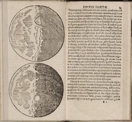 Folha do livro Sidereus Nuncius Sidereal Messenger por Galileo Galilei, 1610