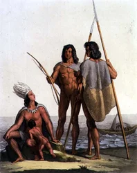 Pescadores nativos americanos (cor litho)