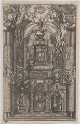 Catafalque para Ferdinand, de um livro não identificado, ca. 1660-95.