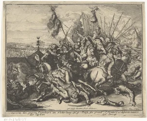 Derrota do exército otomano durante o cerco de Viena Breve descrição, e o aen-wysinghe der plaetsen in desen boeck, com suas palavras teghen, de pé, pertinentemente uyt-ghebeldt, em Oostenryck (título da série)