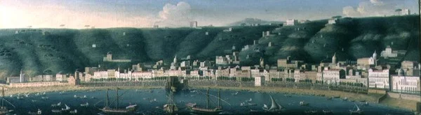 Vista de Nápoles do mar com o Castel dellOvo e o subúrbio de Chiaia, 1731