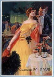 Cartaz publicitário do champanhe Pol Roger (cromo)
