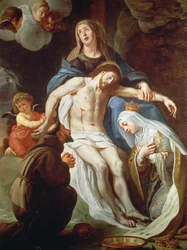 Pieta com São Francisco de Assis (c.1181-1226) e Santa Isabel da Hungria (1207-31)