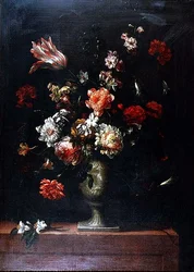 Natureza Morta de Flores num Vaso de Pedra