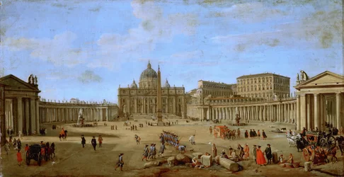Piazza San Pietro, Roma - Caspar Adriaensz. van Wittel (Gaspare Vanvitelli) (1656-1736). Óleo sobre tela, cerca de 1705. Dimensão : 44,5x84,2 cm. Museu de História de Arte, Vienne