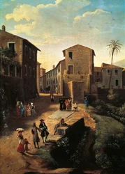 Vista do Tivoli, por Gaspar van Wittel (1652 ou 1653-1736), Detalhe