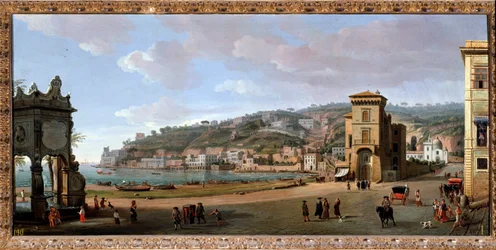 Vista do distrito de Chiaiaia, Napoli - Pintura, finais do século XVII-XVIII