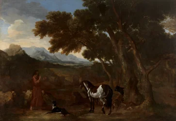 Dughet - Paisagem com um eremita a pregar aos animais, 1637 - 1638