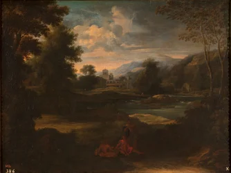 Dughet - Paisagem com três figuras, 1648 - 1650