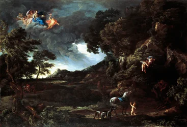 Paisagem com a União de Dido e Enéas, c.1664-48 (óleo sobre tela)