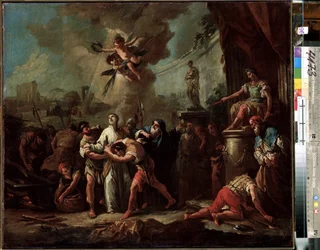 "O Martírio de São Lourenço de Roma" Pintura de Gaspare Diziani (1689-1767) Museu Hermitage do século XVIII, São Petersburgo (São Petersburgo)