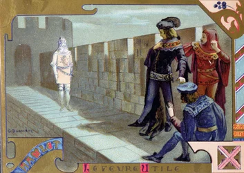 O fantasma do rei aparece a Hamlet, cena do ato I de «Hamlet», de William Shakespeare (1564-1616)