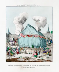 Gravura satírica sobre o fogo do balão de Miolan e Janinet 1784 1887