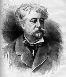 Retrato de Jules Noriac (1827-1882) escritor, crítico e jornalista francês. Gravura de G. Vuillier em "Le Monde Illustré" n°1332 de 7 de outubro