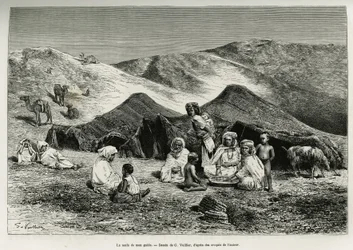 A nezla (parente) do meu guia. Gravura de G. Vuillier para ilustrar o Sara argelino de V. Largeau, 1874-1878, publicada em Le Tour du monde sob a direção de Édouard Charton (1807-1890)