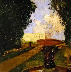 Cena de Jardim (óleo sobre painel)