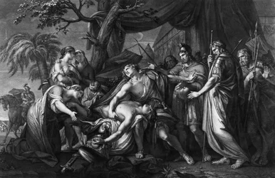 Aquiles lamenta a morte de Pátroclo, gravado por Domenico Cunego, 1764