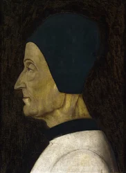 Retrato de Lorenzo Giustiniani (1383-1456) (São Laurent Justinien) - par Bellini, Gentile (ca. 1429-1507). Tempera no painel, tamanho : 41x29,5